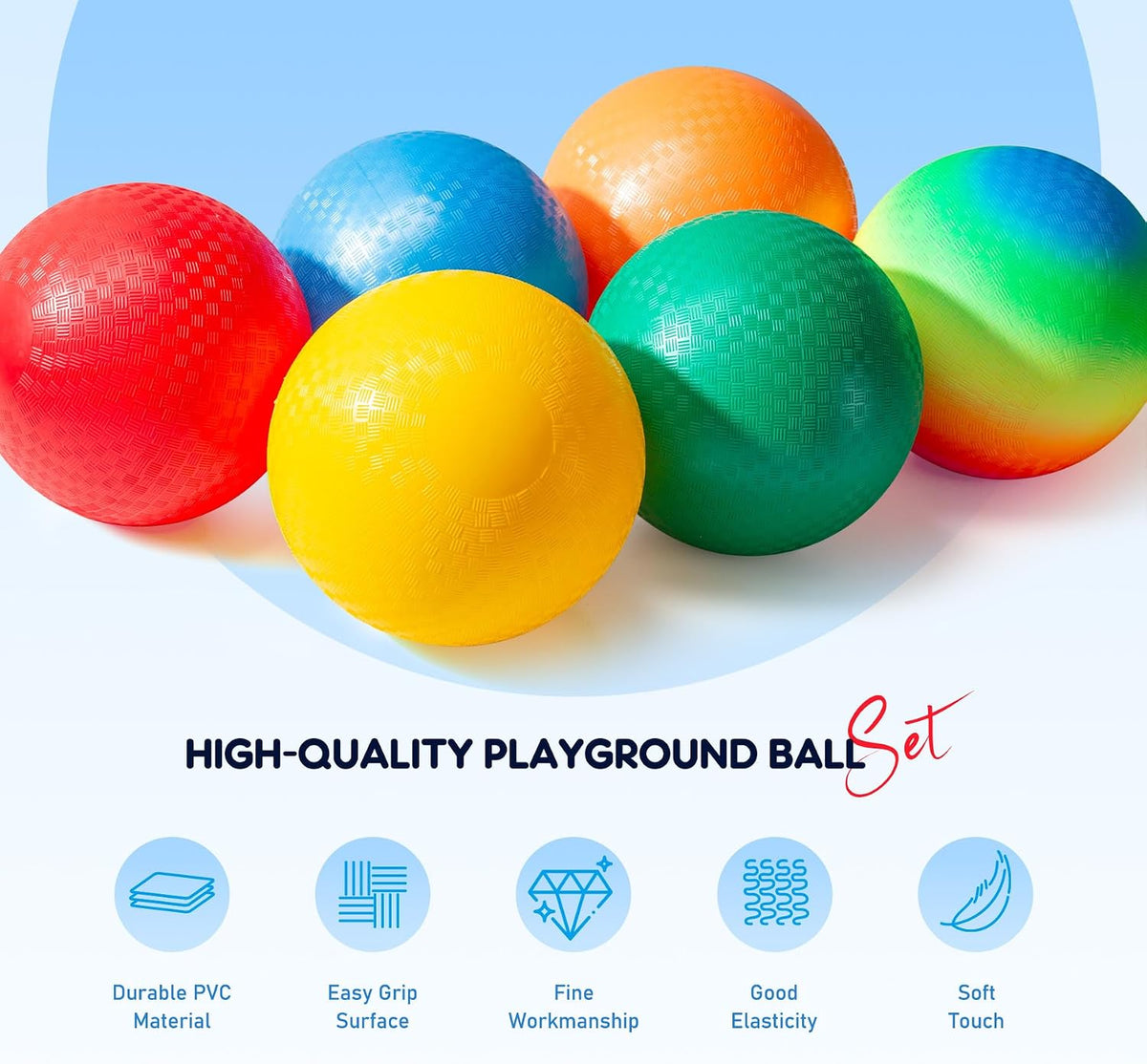 EVERICH TOY Playground Balls Kickball - Multicolor - Rainbow / 6 Pack - image 3