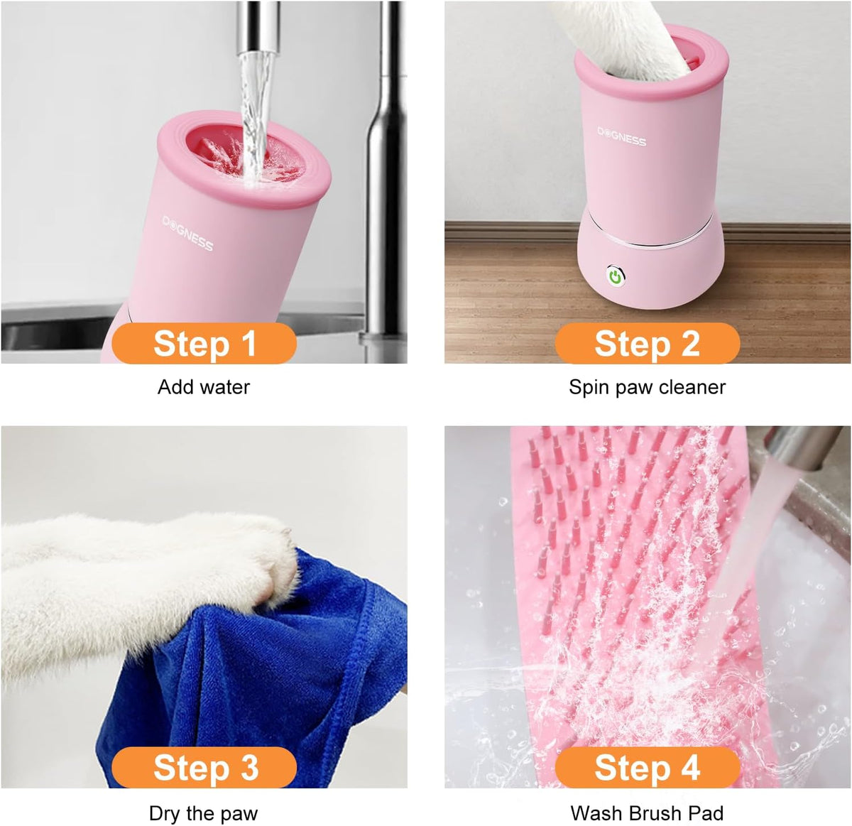 DOGNESS Automatic Dog Paw Cleaner Cup Paw Washer for Medium & Large - Pink / Small & Medium Dogs - image 4
