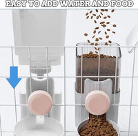 kathson Rabbit Gravity Auto Feeder Set 35oz Hanging Automatic Food Water Dispenser Cage Automatic Feeder Set for Rabbit Chinchilla Guinea Pig Hedgehog Ferret Kitty Puppy (Pink)