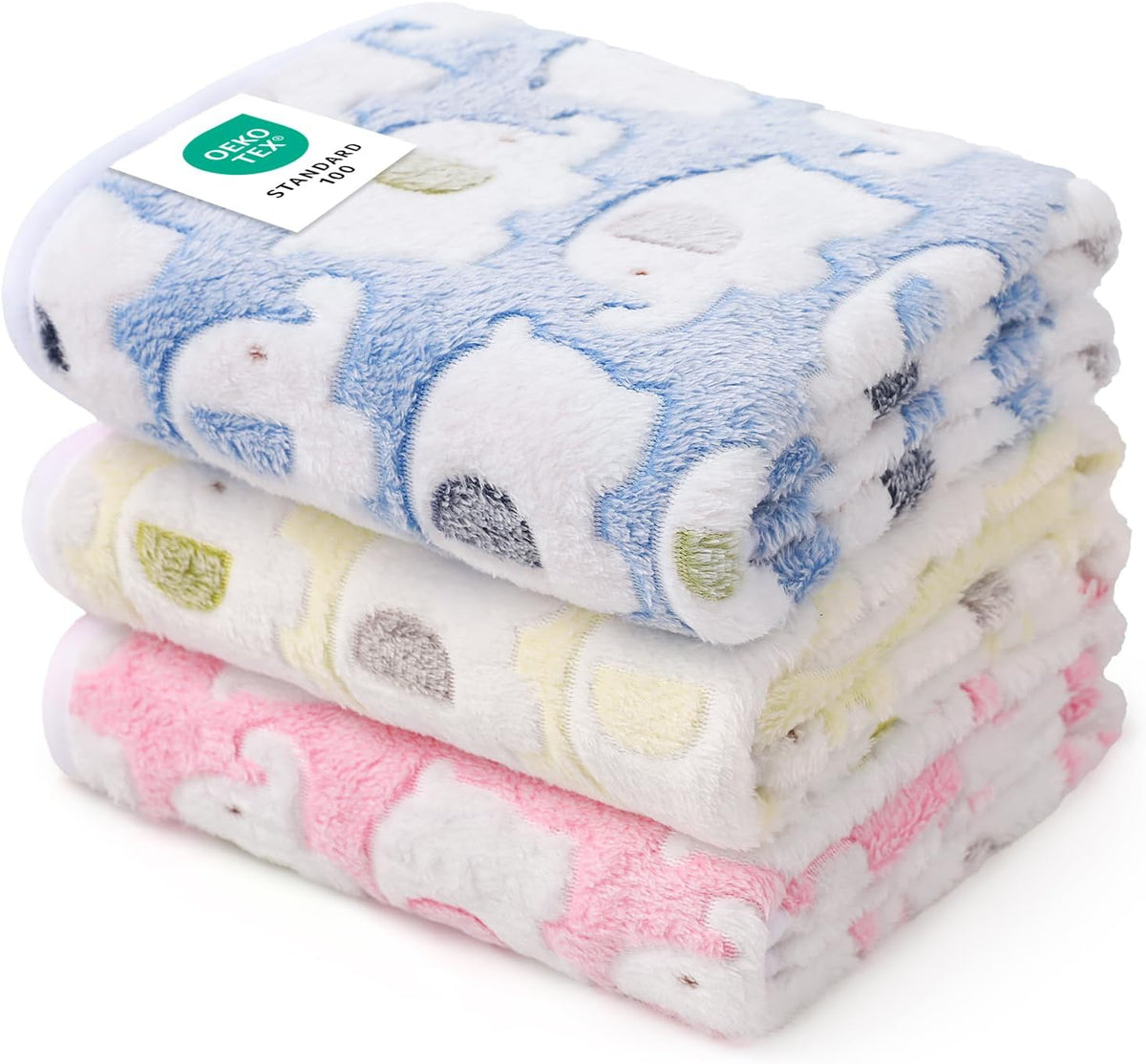 Luciphia 1 Pack 3 Blankets Super Soft Fluffy Premium Cute Cat Pattern - Blue/Pink/Yellow / 41x31 inch (Pack of 3)