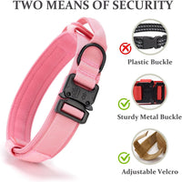 Tactical Dog Collar, Adjustable Military Training Nylon Pet Collar, Black L – Essentials for Dogs - Light Pink / XXLarge :Width 1.5",Neck 24-29" - image 4