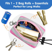 Dog Poop Bag Holder for Leash, Large-Capacity Canvas Pouch - Pink - image 3