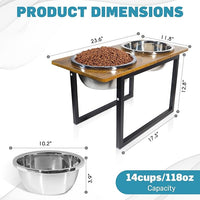Elevated Dog Bowls for Large & Extra Large Breed Dogs - Raised Dog Feeding Station with Two Stainless Steel Bowls - Helps to Reduce Strain on Dog’s Neck & Joints - 3500 ML Capacity