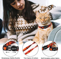 ARING PET 2 Pack Cat Collar-Cute Cotton Cat Collar Breakaway - halloween plaid - image 2