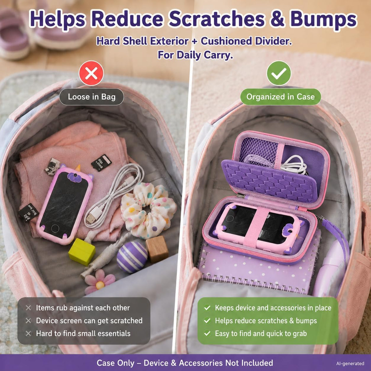 ALKOO kids smartphone case, zip carrying box for kids toy phones and learning cameras - view 37