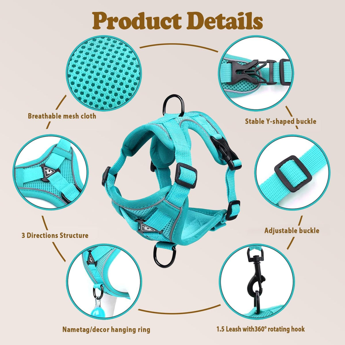 Cat Harness and Leash for Walking - Emerald / L : 11-16.5 LB - image 4
