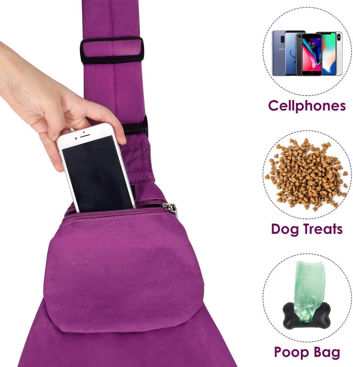 SlowTon Dog Carrier Sling - K-Fuchsia Cotton Fabric / For Pets 6-12lbs - image 4