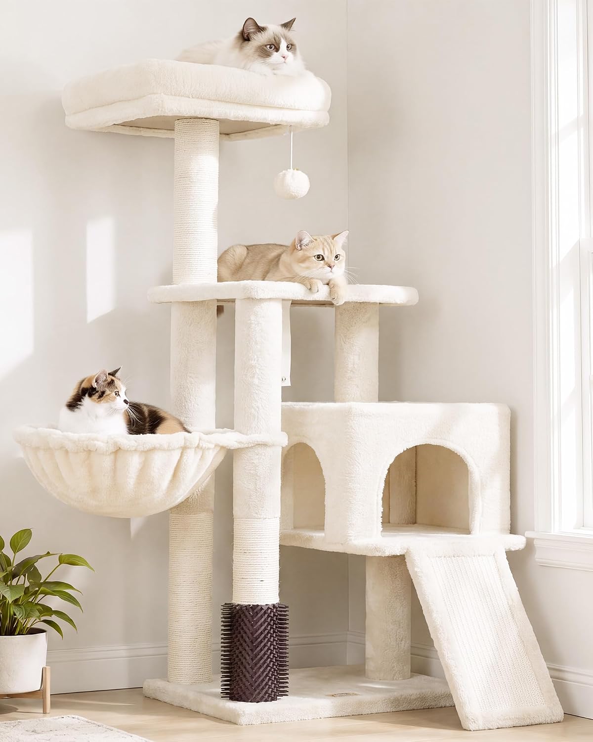 Heybly Cat Tree, 45.3" Cat Tower for Indoor Cats with Large Perch HCT202SG – Essentials for Cats - 42.5 inch / Beige