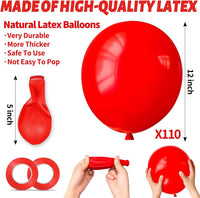 110pcs Black Balloon 12 inch - 12inch(normal) / A29-red - image 3