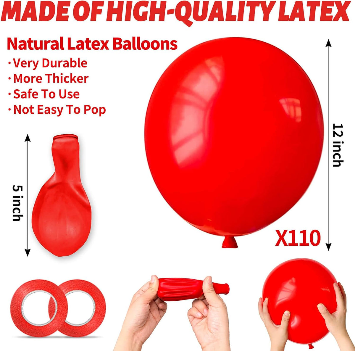 110pcs Black Balloon 12 inch - 12inch(normal) / A29-red - image 3