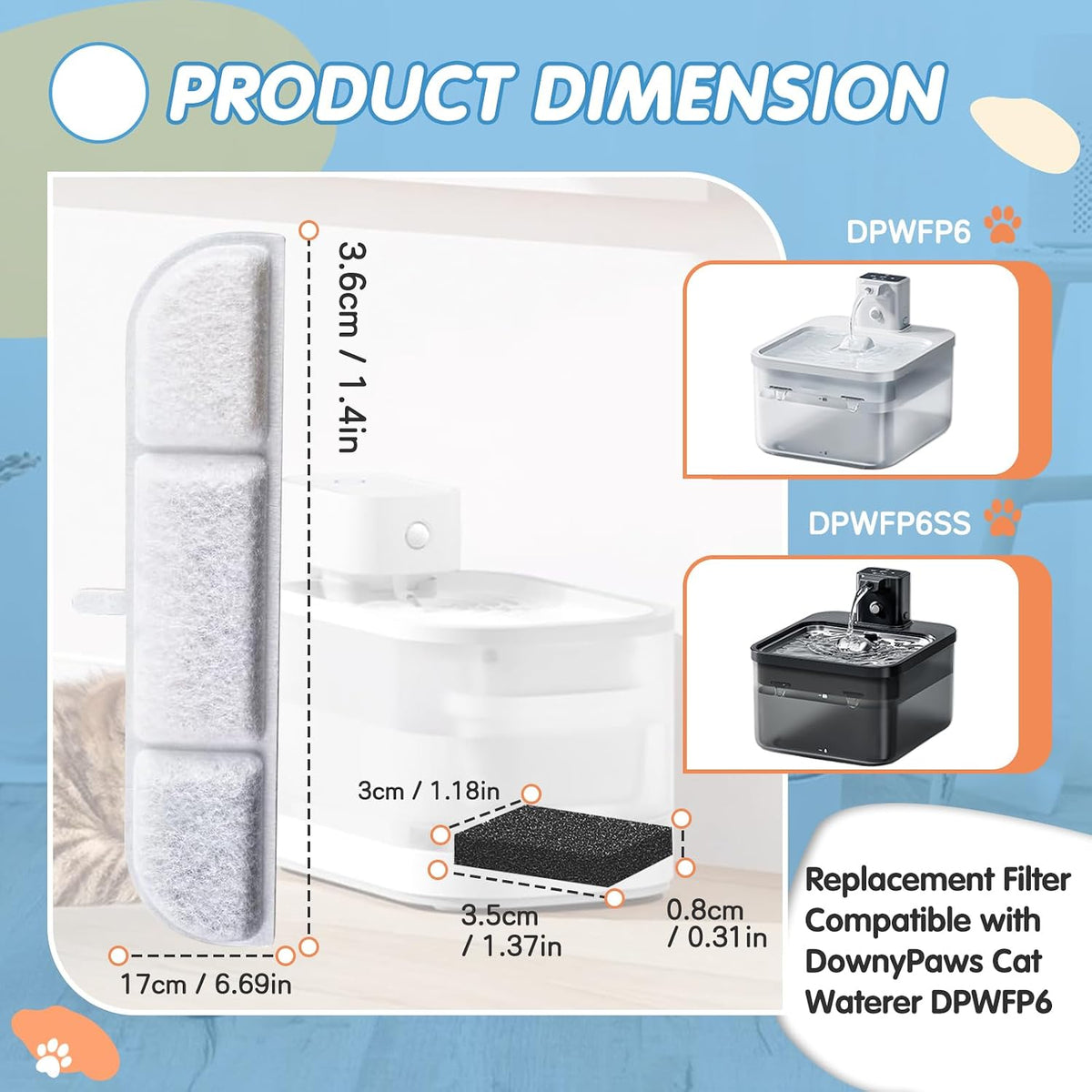 16 Packs Replacement Filters Compatible with Downy Paws Cat Water - 12PCS - image 2
