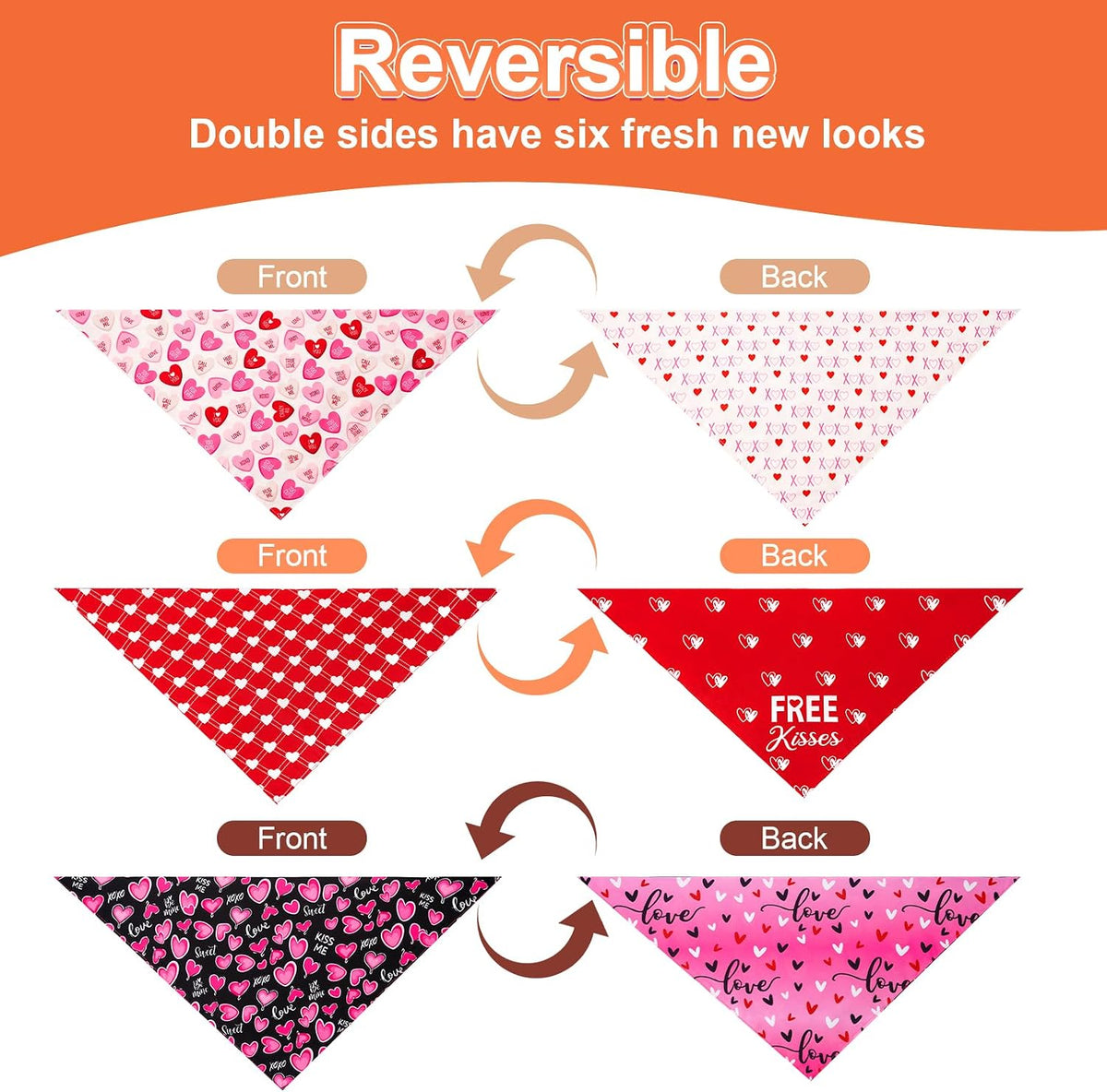 Fall Dog Bandanas Large 3PCS - red pink black / Large - image 4