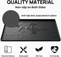YINEYA 2 Pack Silicone Dog & Cat Food Mat Waterproof 18" x 12" - Black / 22" x 14" - image 3