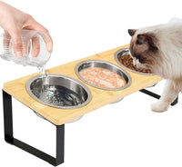 Elevated Cat Bowls with 3 Stainless Steel - M