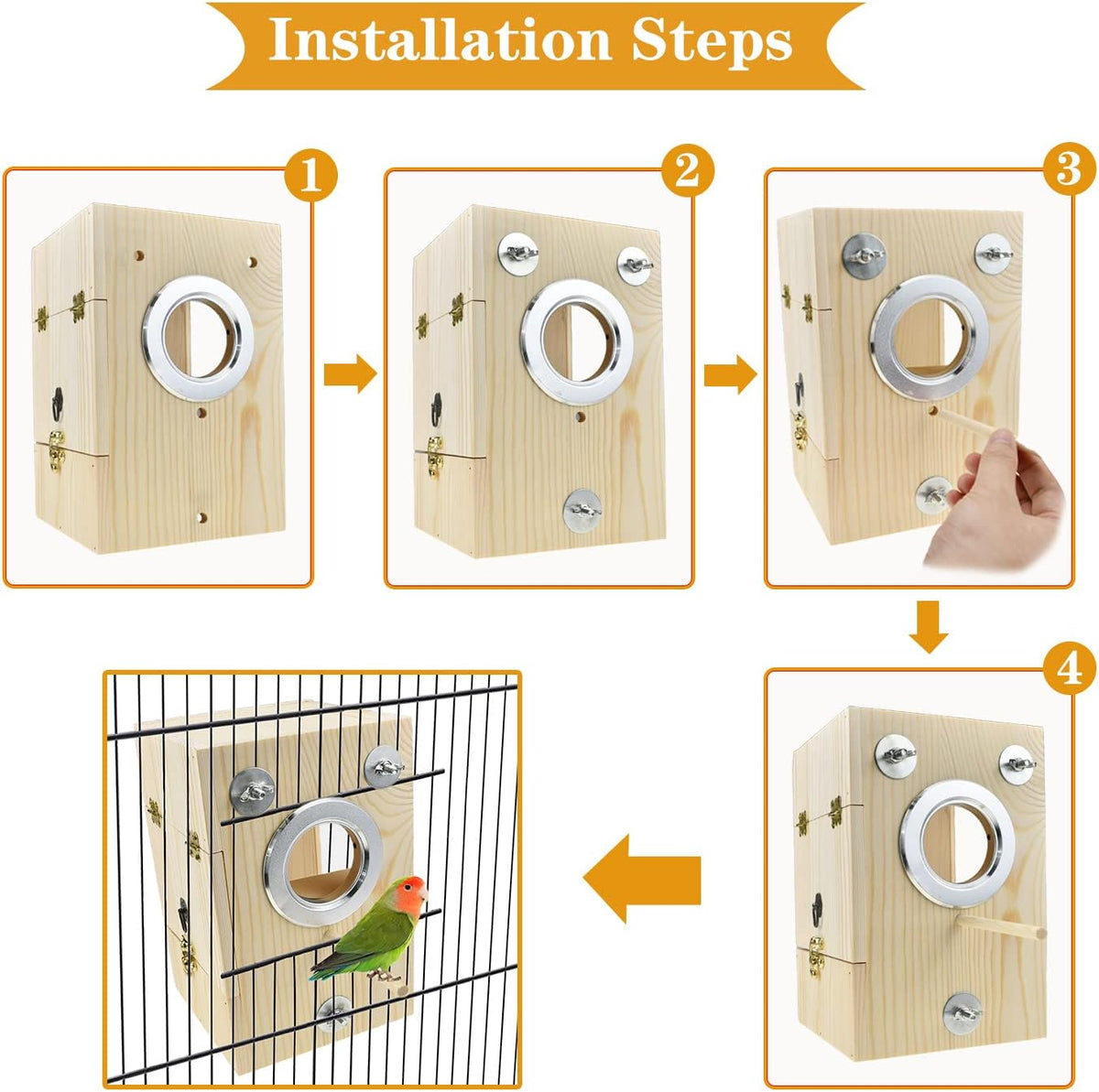 Bird Nest Box Parakeet Breeding Nest Box Bird Nest House Wooden - Small - image 3