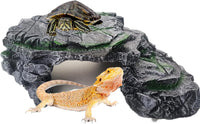 Turtle Basking Platform,Resin Bearded Dragon Basking Platform Reptile Habitat Cave Climbing Ramp - hideout / Gray