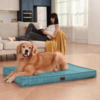 Outdoor Extra Large Dog Bed for Big Dogs, Waterproof Dog Bed for Large Dogs, Egg Crate Foam XL Pet Bed with Removable Washable Oxford Cooling Cover, Light Blue