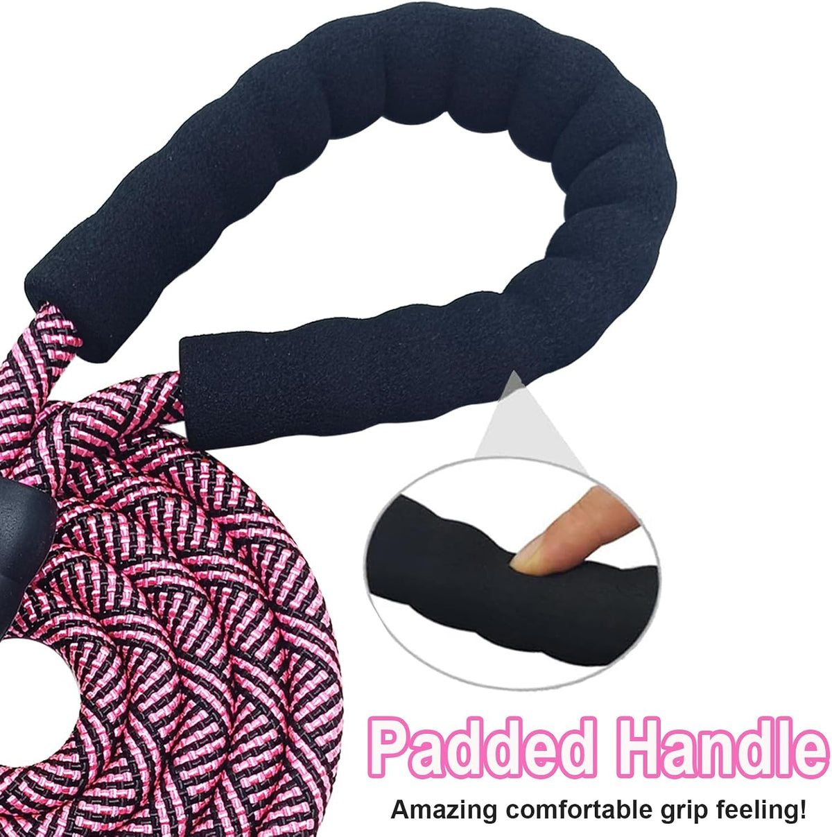 MayPaw Rope Dog Leash, Thick Leash for Medium Large Dogs - pink black / 1/2" * 10' - image 3