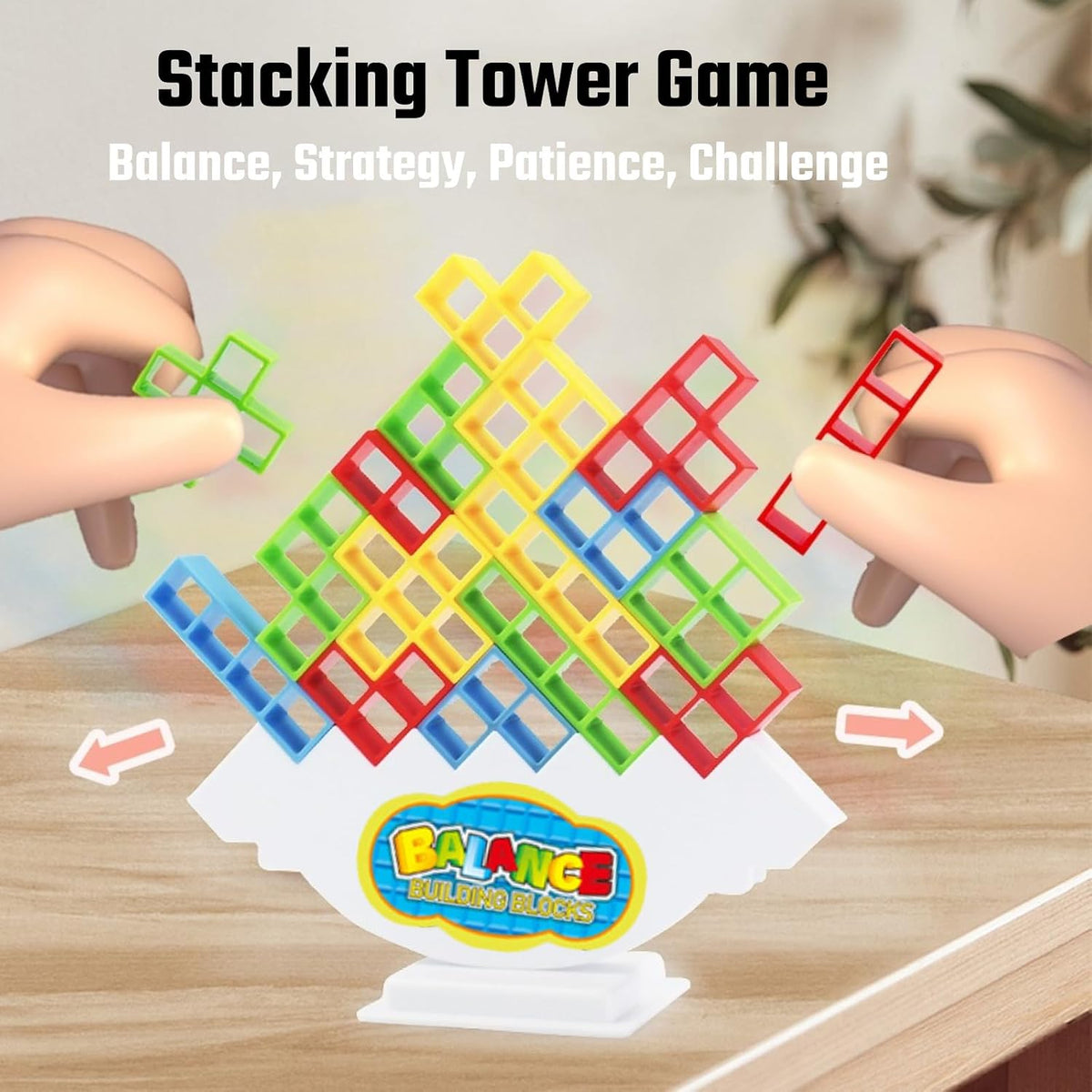 Gdaytao 64 Pcs Stacking Tower Game with 22 Cards - 0.6" W x 6.72" L x 0.1" H - image 2