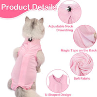 Cat Recovery Suit for Abdominal Wounds Cat Onesie After Surgery Female – Essentials for Cats - Pink / Large - image 3