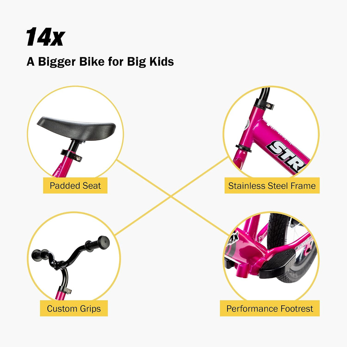 Strider 14x classic balance bike in Rocket Red for kids ages 3 to 6 - view 4