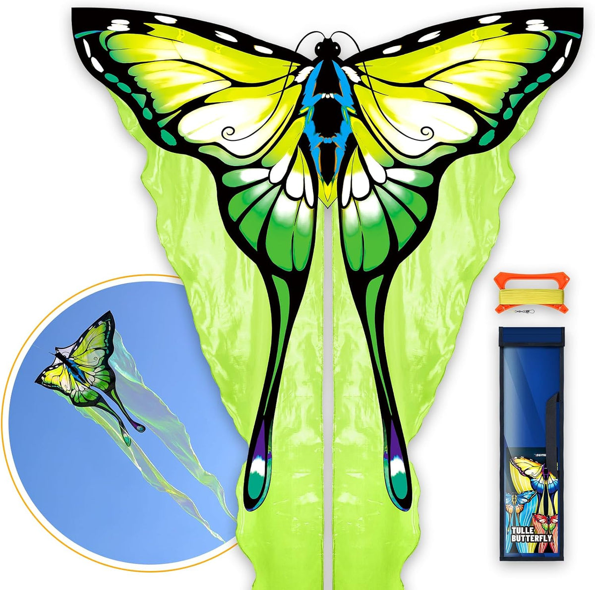 SGftre Tulle Butterfly Pink Kite，Extremely Easy to Fly - Green