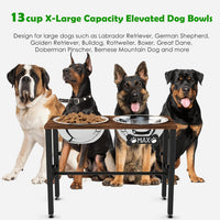 SHAINFUN Elevated Dog Bowls with Slow Feeder & Mat for Medium - Brown-3L - image 2