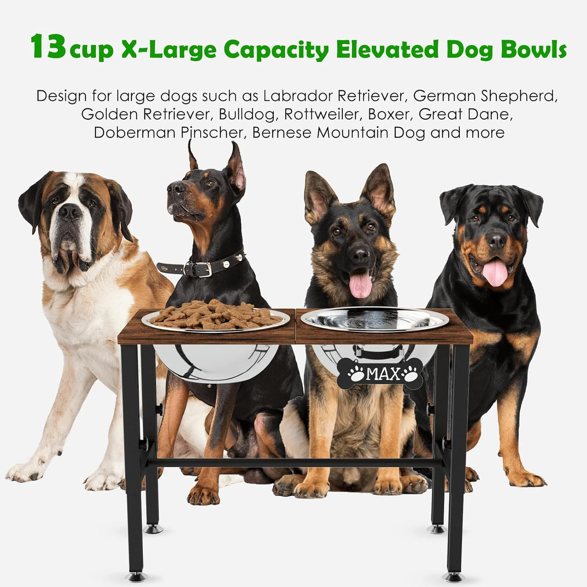 SHAINFUN Elevated Dog Bowls with Slow Feeder & Mat for Medium - Brown-3L - image 2