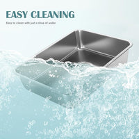 IKITCHEN Stainless Steel Cat Litter Box, Large Metal Litter Pan for Cats, Kitty Litter Box Never Absorbs Odors, Low Side Entry Non Stick, Easy Clean 17.5 x 13.5 x 4 inches