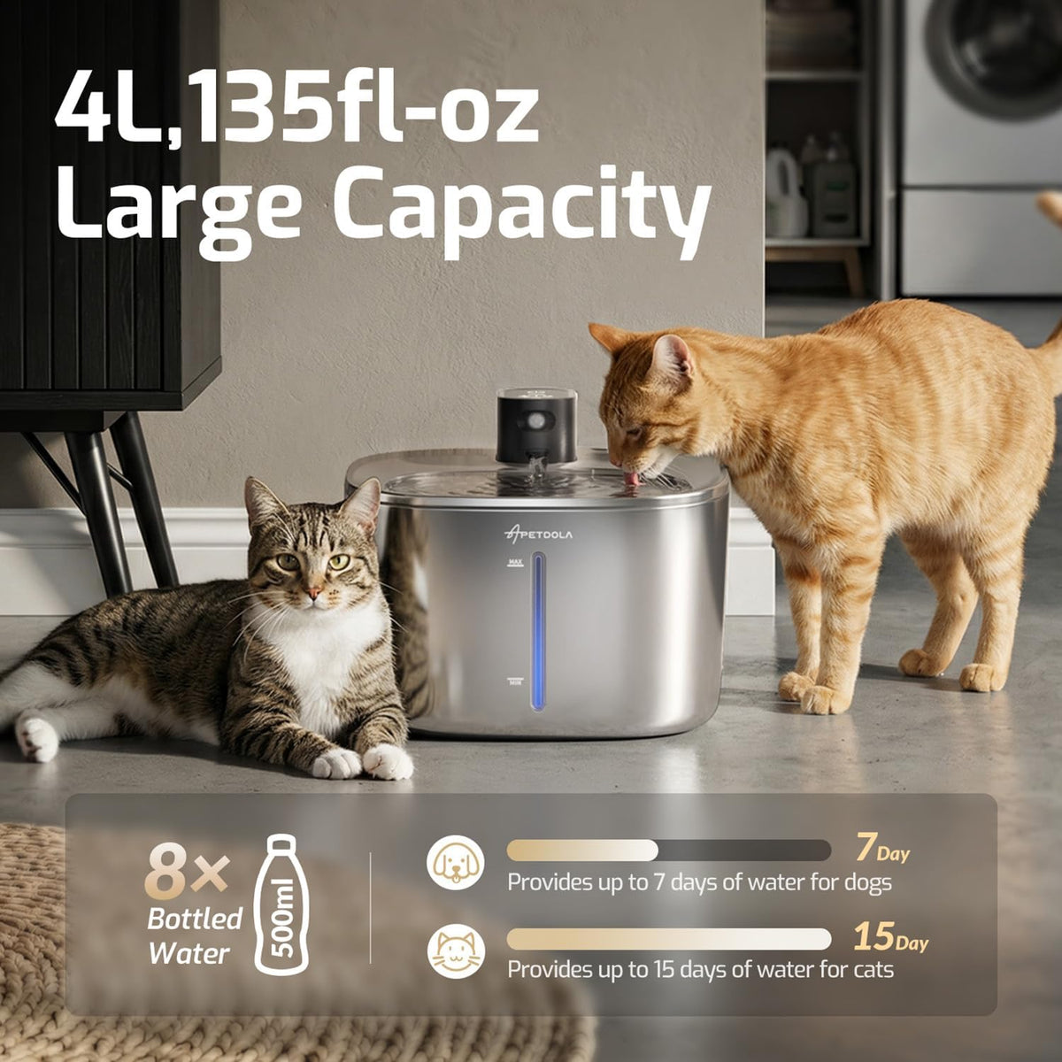 Wireless Cat Water Fountain Filter - Black Cat Fountain+5 Set Filters - image 4