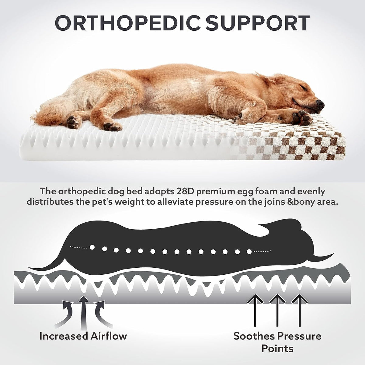 JOEJOY Dog Bed for Large Dogs - M (30x20) / Brown - image 3