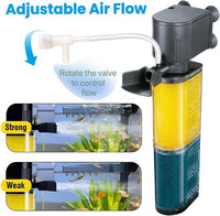 Aquarium Filter for 30-100 Gallons, Ultra-Quiet Fish Tank Filters Biochemical Filtration 400GPH Powerful Pump Submersible Sponge Filter for Large Fish & Turtle Tanks Water Clear Air Supply (18W)