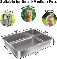 Stainless Steel Litter Box, Metal Cat Litter Box for Kitten - 1 Pack-Medium: 17.7x13.77x4 inch - image 2