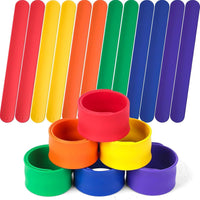 LovesTown color slap bracelets bulk pack of 12 silicone snap bands in rainbow colors - view 2