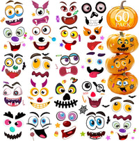 60 Packs Halloween Stickers Pumpkin Decorating Kit - 60pcs Pumpkin Sticker