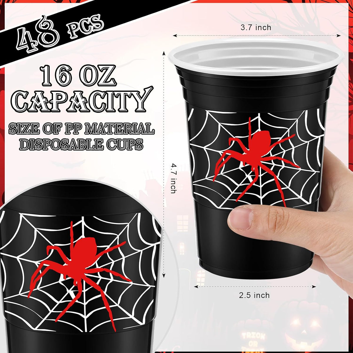 Norme 48 Pcs Checkered Flag Plastic Cups - Spider - image 4