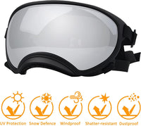 Medium Dog Sunglasses with Adjustable Strap UV Protection - Large size-Black frame silver lenses - image 2