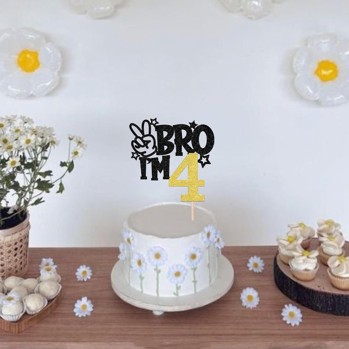 1 PCS Brother I'm 7 Cake Topper Glitter Star Happy 7th Birthday Cake - Gold 4th - image 4