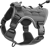 Heavy-Duty Tactical Dog Harness for Large Dogs, No Pull Adjustable Reflective Pet Vest with Molle System, K9 Military-Grade Control for Service Training, Outdoor & 10+ Breeds, Gray, Small