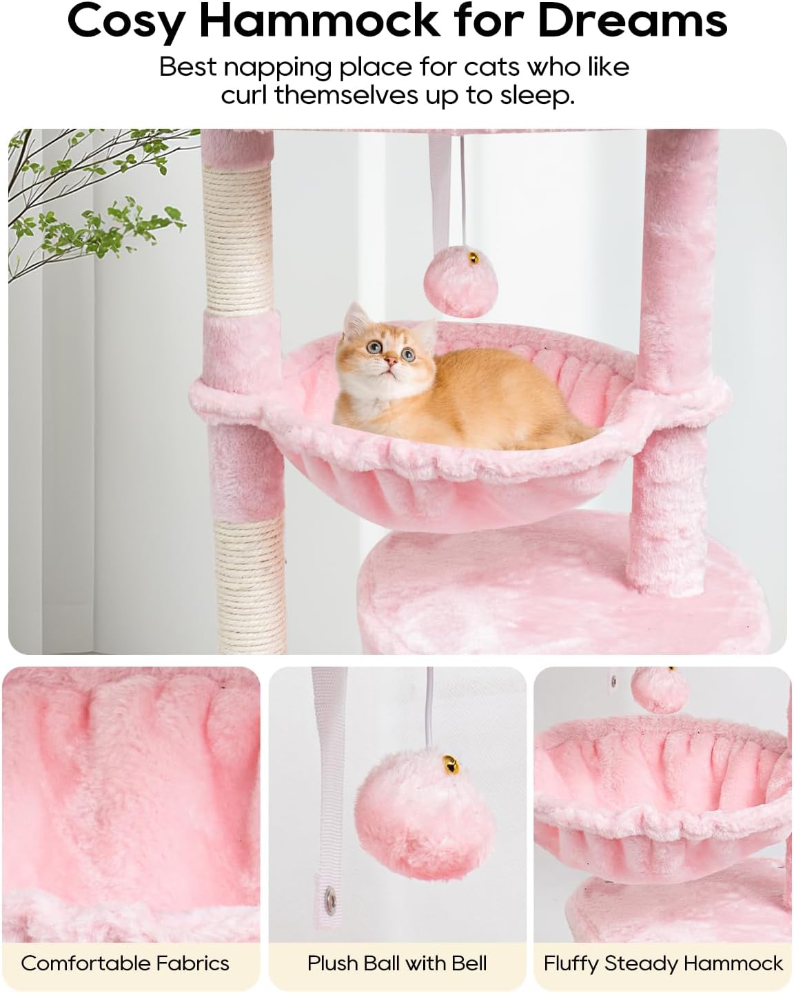 SYANDLVY Small Cat Tree for Indoor Cats - 29.6" / Pink - image 3