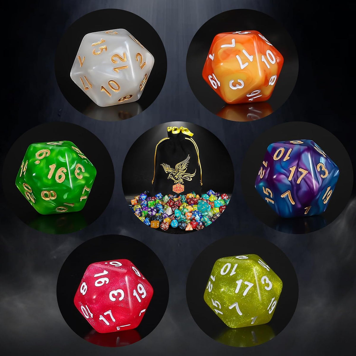QMay 7 Sets Polyhedral Dice - 25 Colors (175pcs) - image 3