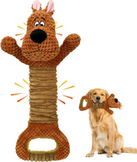 Squeaky Dog Toys for Large Dogs, Tough Tug of War Puppy Toy - Brown -1 / Dog