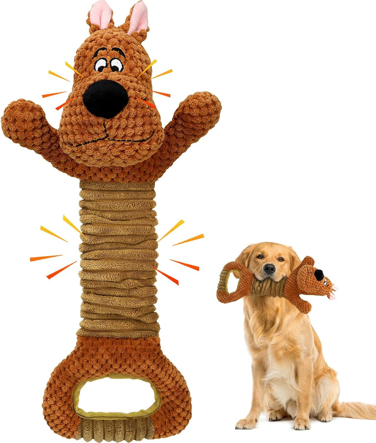 Squeaky Dog Toys for Large Dogs, Tough Tug of War Puppy Toy - Brown -1 / Dog