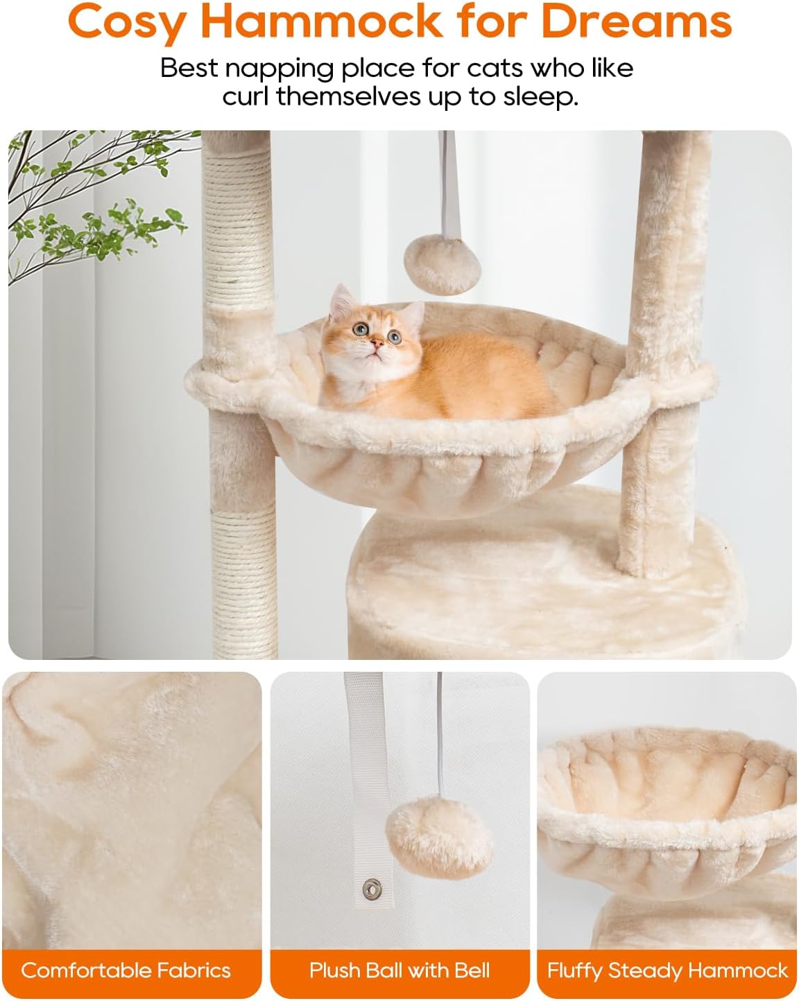 SYANDLVY Small Cat Tree for Indoor Cats - 29.6" / Beige - image 3
