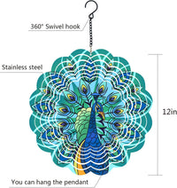 Rooster Metal Wind Spinners - Peacock / 12 Inch - image 3