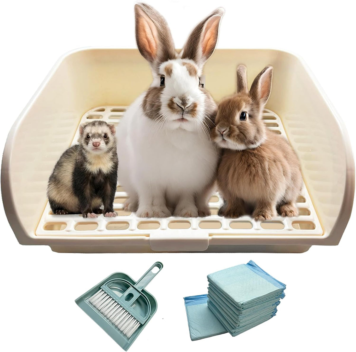 Rabbit Litter Box, Extra Large Bunny Litter Box with Grate