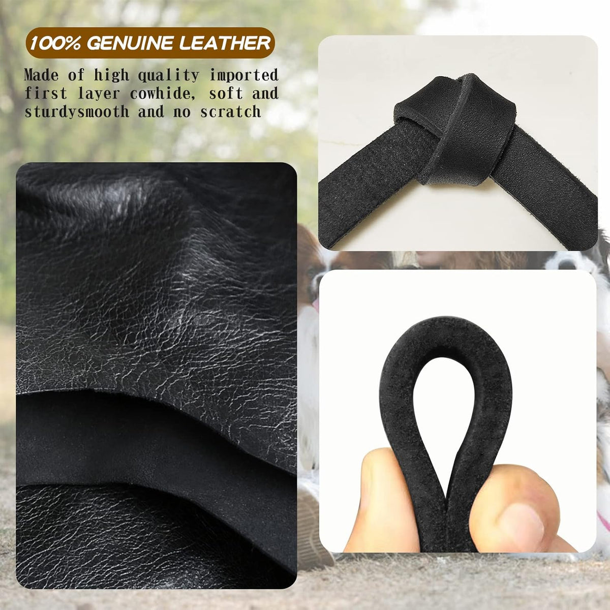 Leather Dog Leash 6ft x 3/4 inch - 5FT*3/4in / Black - image 3