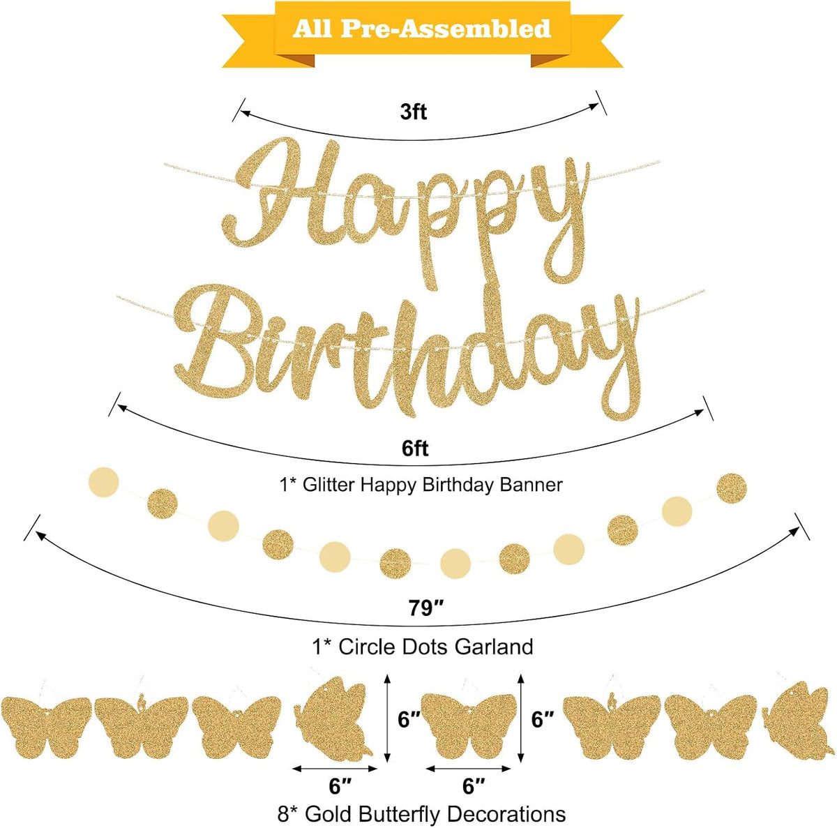 Halloween Birthday Banner - Gold / Butterfly - image 2