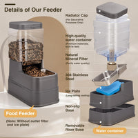 2 Pack Automatic Cat Feeder and Water Dispenser 1.3 Gallon Dog - Grey - image 3