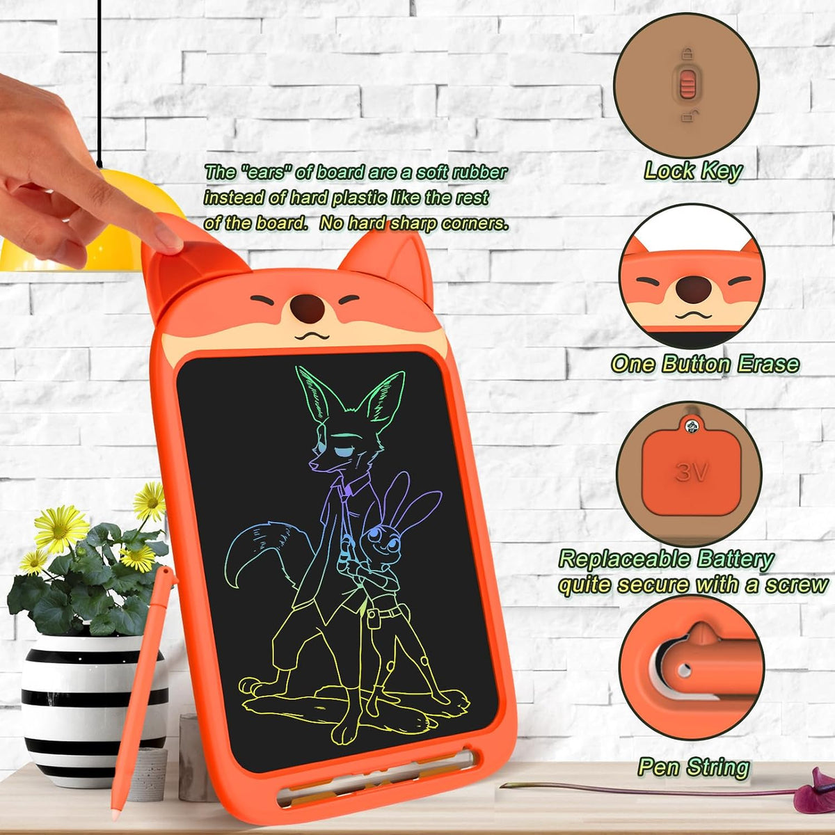 CHAFEGY lion LCD writing tablet for kids, 10 inch colorful doodle board with stylus - view 13